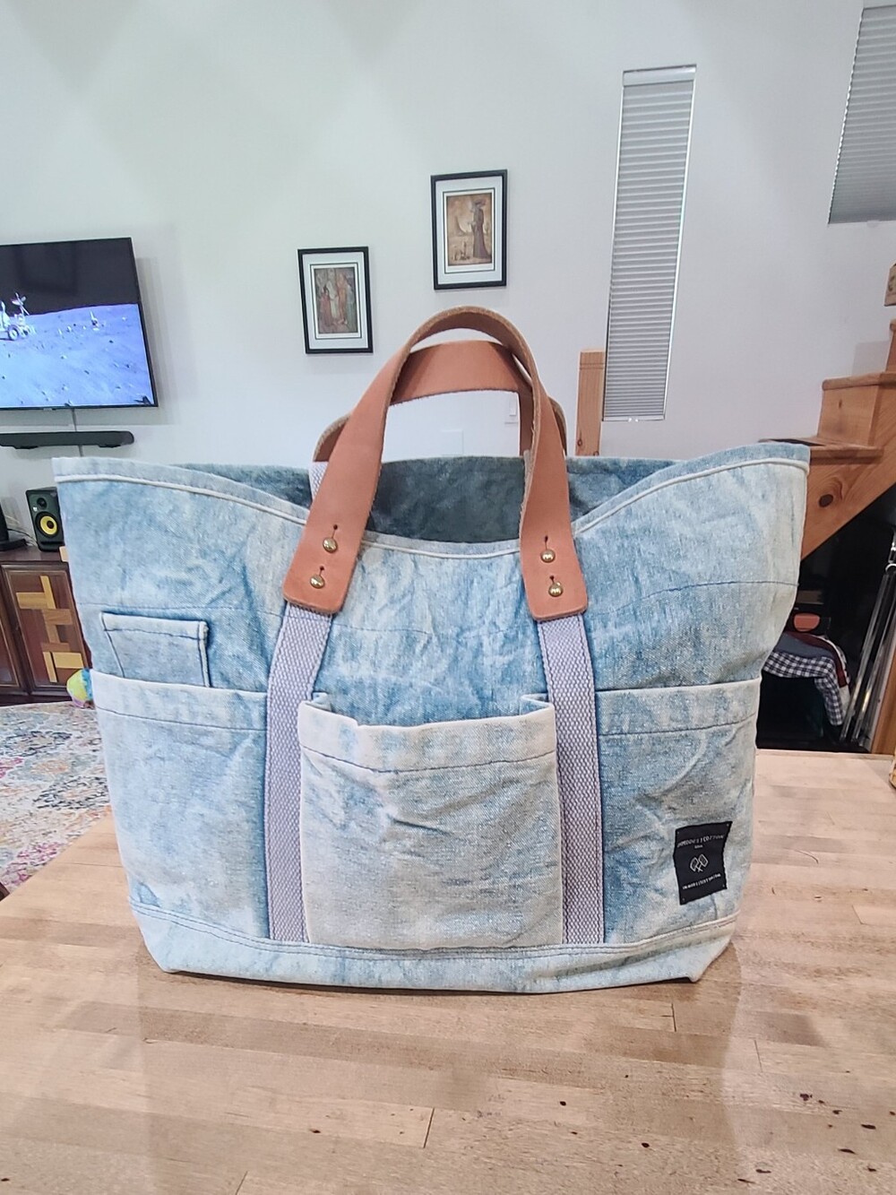 Immodest Cotton Construction Tote In Acid Wash AWESOME! - Picture 7 of 14